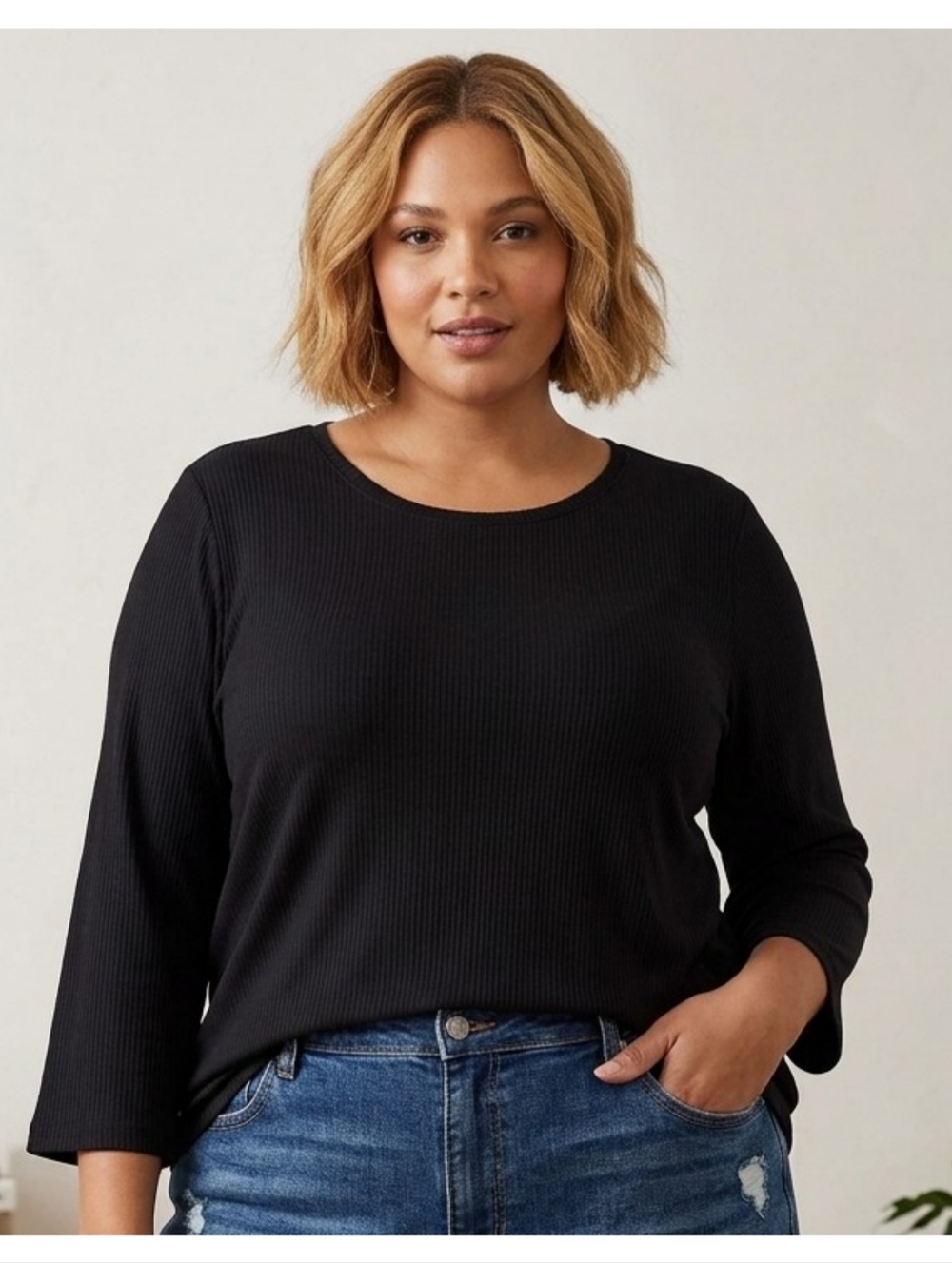Old Navy Semi Fitted Long sleeve Ribbed tee Black Size XL